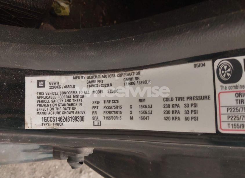 Photo 9 of 2004 Chevrolet Colorado LS (VIN 1GCCS146248199300)