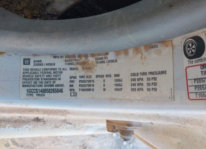 Photo 9 of 2005 Chevrolet Colorado (VIN 1GCCS148058265846)