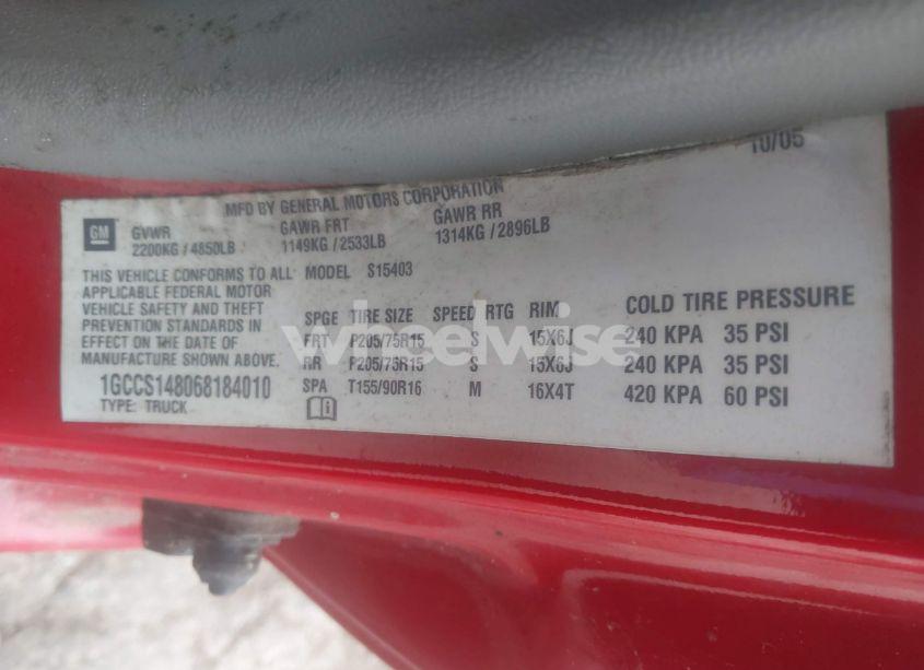 Photo 9 of 2006 Chevrolet Colorado WORK TRUCK (VIN 1GCCS148068184010)