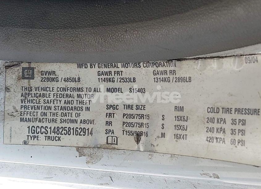 Photo 9 of 2005 Chevrolet Colorado (VIN 1GCCS148258162914)