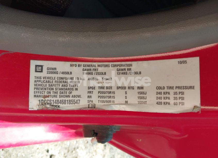 Photo 9 of 2006 Chevrolet Colorado WORK TRUCK (VIN 1GCCS148468185547)