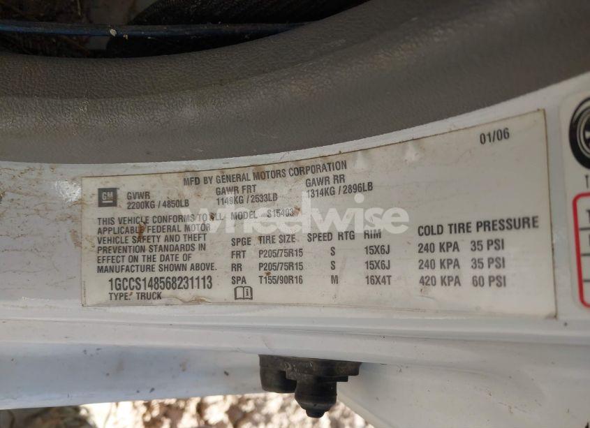 Photo 9 of 2006 Chevrolet Colorado WORK TRUCK (VIN 1GCCS148568231113)