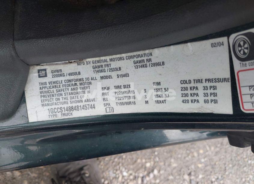 Photo 9 of 2004 Chevrolet Colorado LS (VIN 1GCCS148848145744)