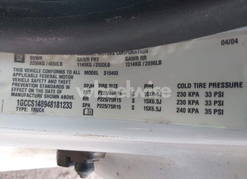 Photo 9 of 2004 Chevrolet Colorado LS (VIN 1GCCS148948181233)