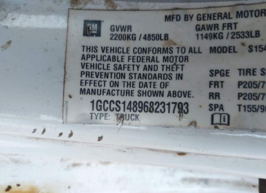 Photo 9 of 2006 Chevrolet Colorado WORK TRUCK (VIN 1GCCS148968231793)