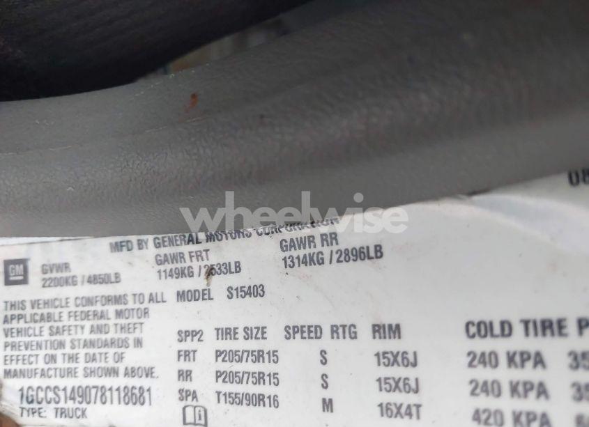 Photo 9 of 2007 Chevrolet Colorado WORK TRUCK (VIN 1GCCS149078118681)