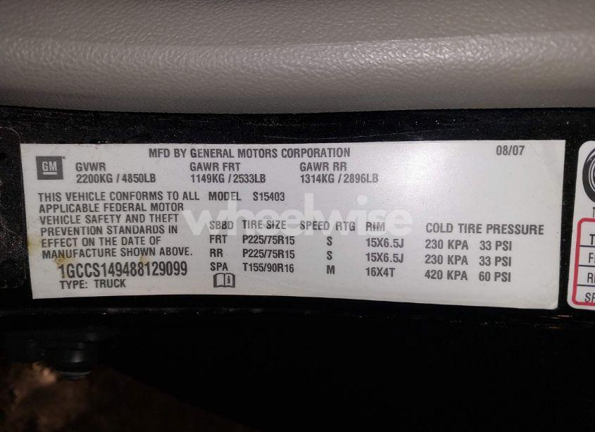 Photo 9 of 2008 Chevrolet Colorado LS (VIN 1GCCS149488129099)