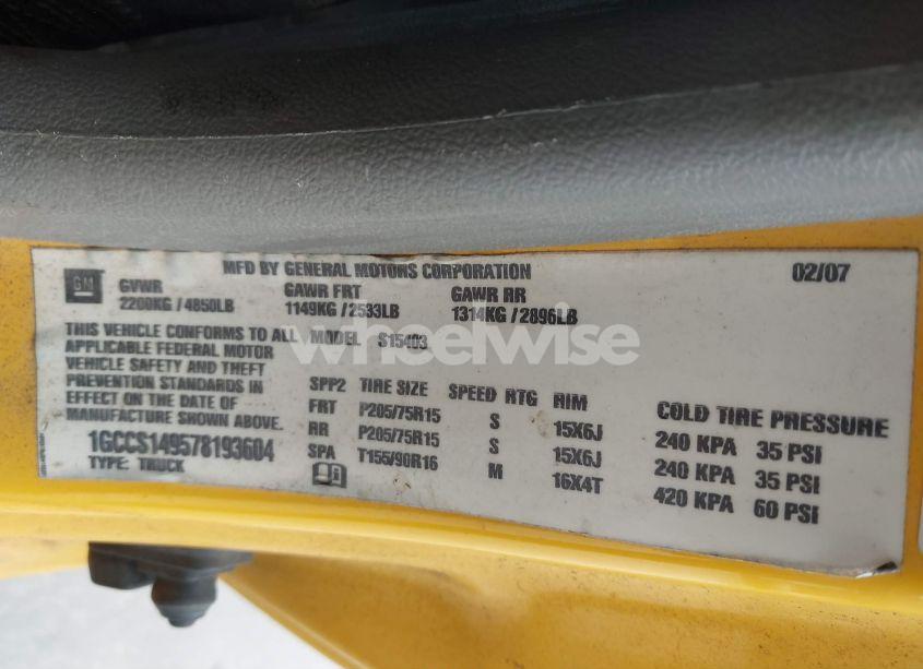 Photo 9 of 2007 Chevrolet Colorado WORK TRUCK (VIN 1GCCS149578193604)