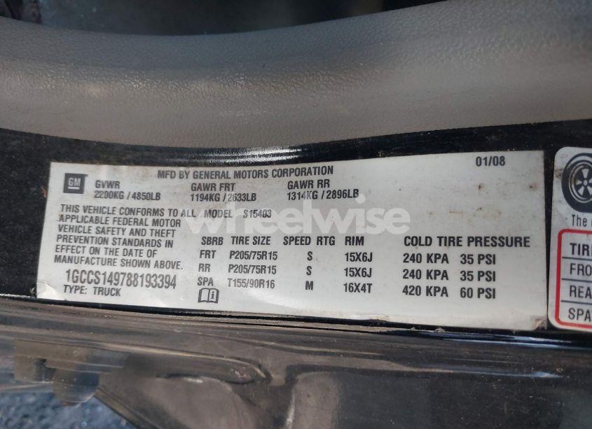 Photo 9 of 2008 Chevrolet Colorado WORK TRUCK (VIN 1GCCS149788193394)