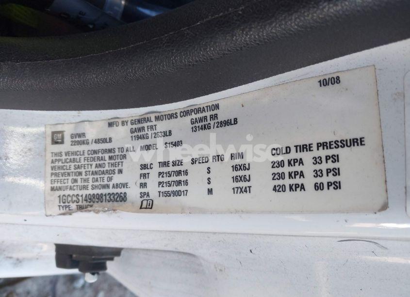 Photo 9 of 2009 Chevrolet Colorado WORK TRUCK (VIN 1GCCS149898133268)