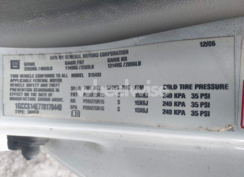 Photo 9 of 2007 Chevrolet Colorado WORK TRUCK (VIN 1GCCS14E778178440)