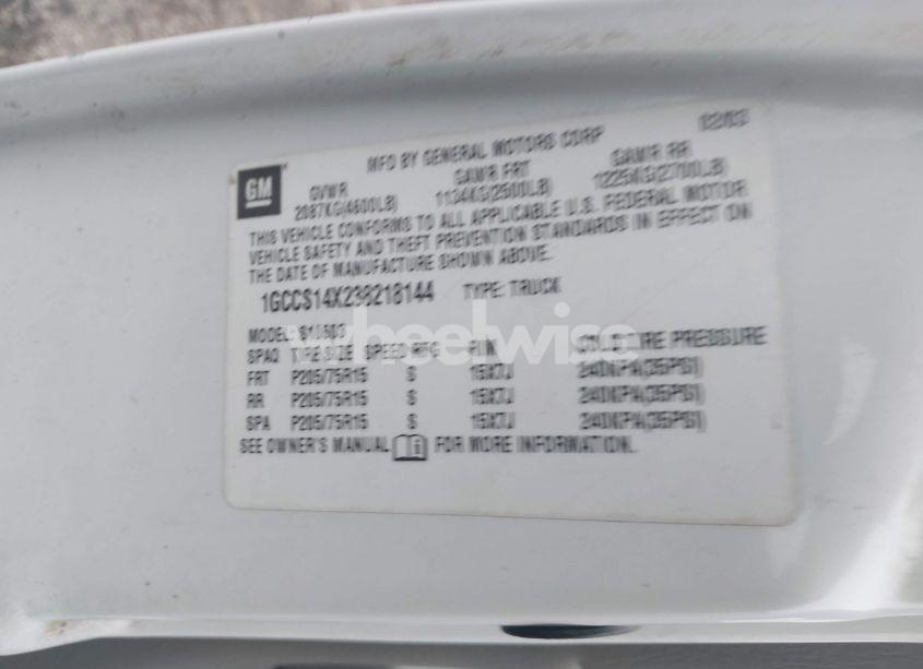 Photo 9 of 2003 Chevrolet S-10 (VIN 1GCCS14X238218144)