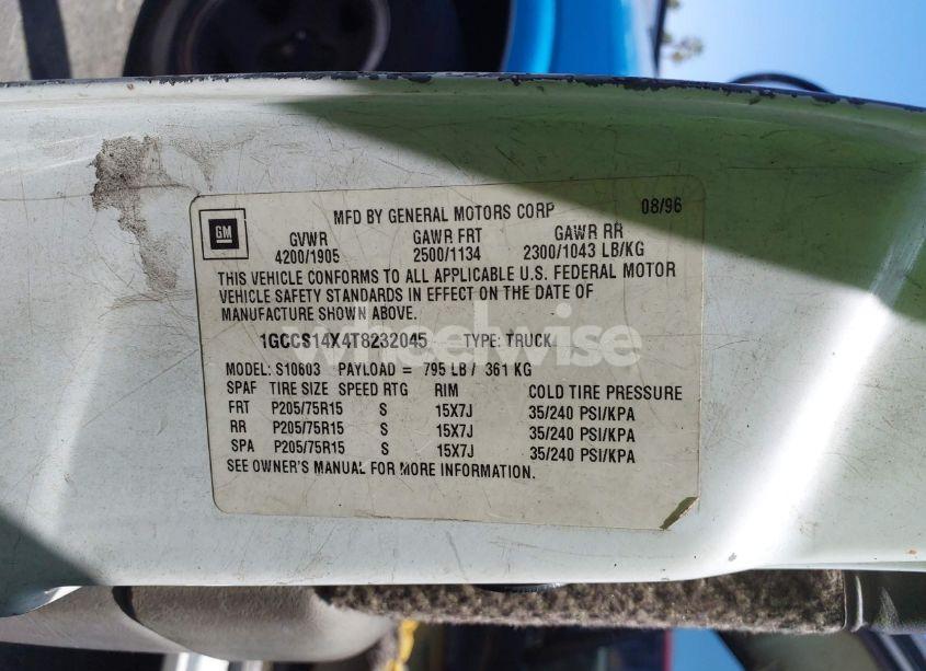 Photo 9 of 1996 Chevrolet S TRUCK S10 (VIN 1GCCS14X4T8232045)