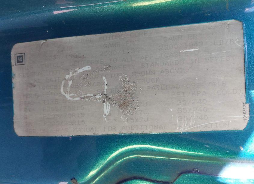 Photo 9 of 1995 Chevrolet S TRUCK S10 (VIN 1GCCS14Z0S8194071)