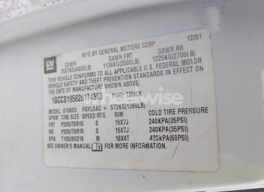 Photo 9 of 2002 Chevrolet S-10 (VIN 1GCCS195828174303)