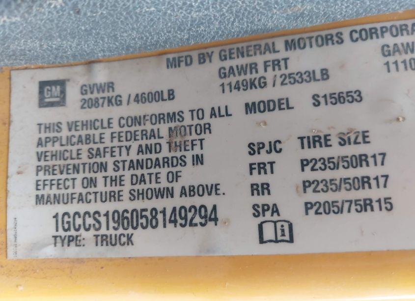 Photo 9 of 2005 Chevrolet Colorado LS (VIN 1GCCS196058149294)