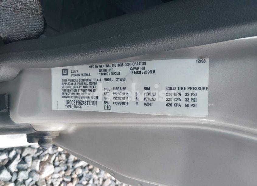 Photo 9 of 2004 Chevrolet Colorado LS (VIN 1GCCS196248117901)