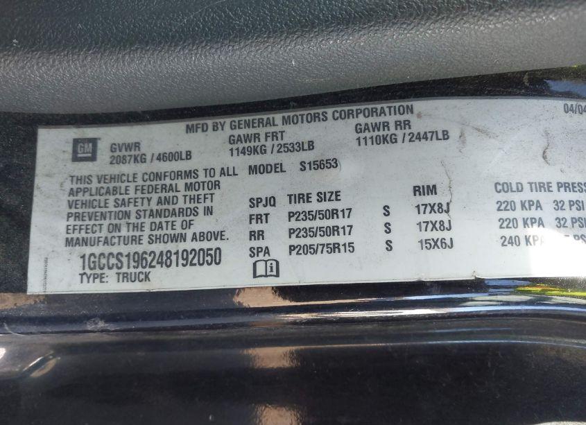 Photo 9 of 2004 Chevrolet Colorado LS (VIN 1GCCS196248192050)