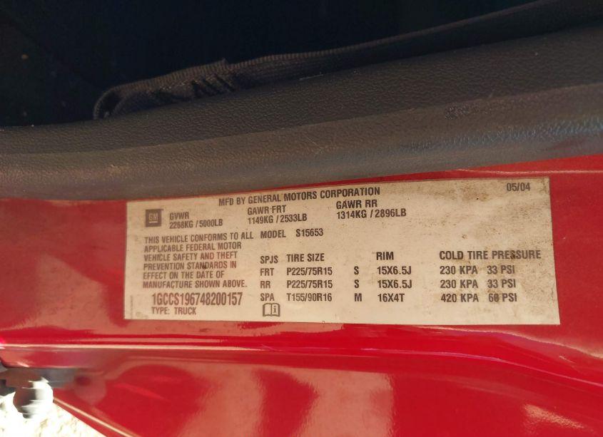 Photo 9 of 2004 Chevrolet Colorado N/A (VIN 1GCCS196748200157)