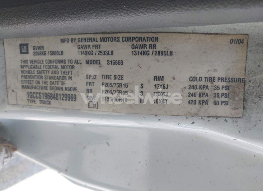 Photo 9 of 2004 Chevrolet Colorado (VIN 1GCCS196848129969)