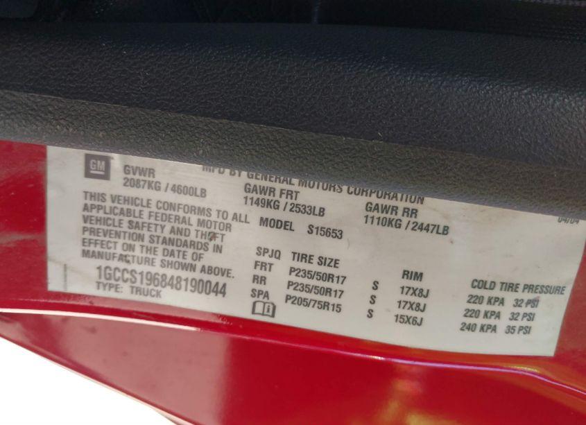 Photo 9 of 2004 Chevrolet Colorado LS (VIN 1GCCS196848190044)