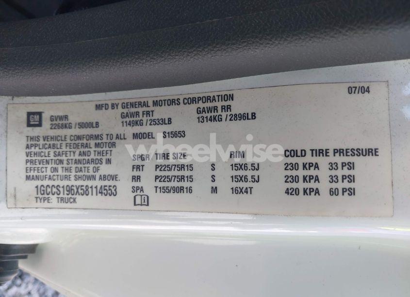 Photo 9 of 2005 Chevrolet Colorado LS (VIN 1GCCS196X58114553)