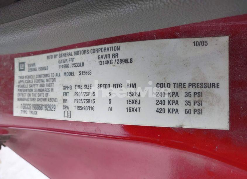 Photo 9 of 2006 Chevrolet Colorado LS (VIN 1GCCS198868192929)