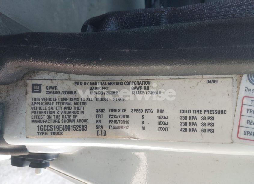 Photo 9 of 2009 Chevrolet Colorado WORK TRUCK (VIN 1GCCS19E498152583)