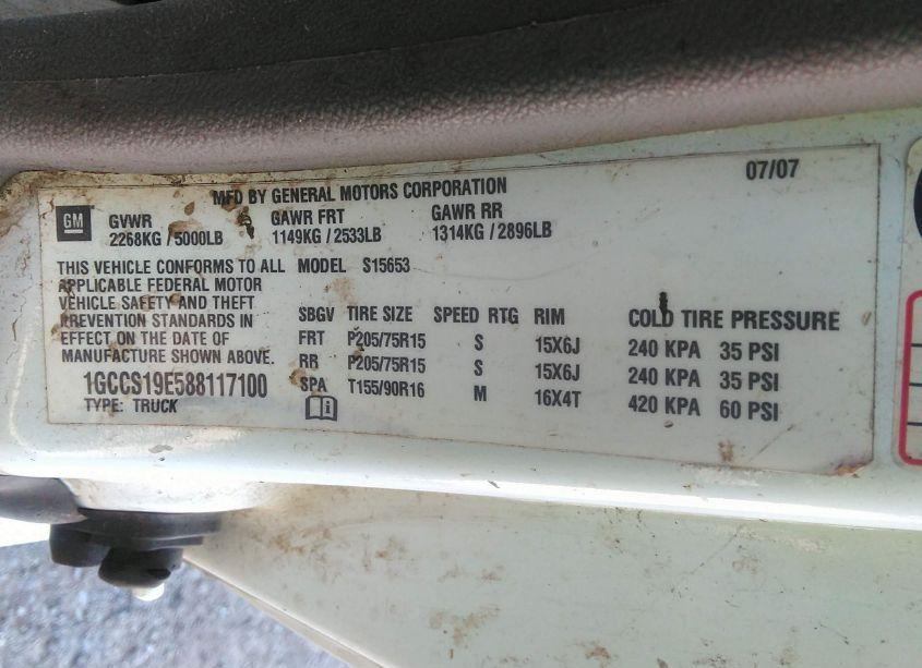 Photo 9 of 2008 Chevrolet Colorado WORK TRUCK (VIN 1GCCS19E588117100)