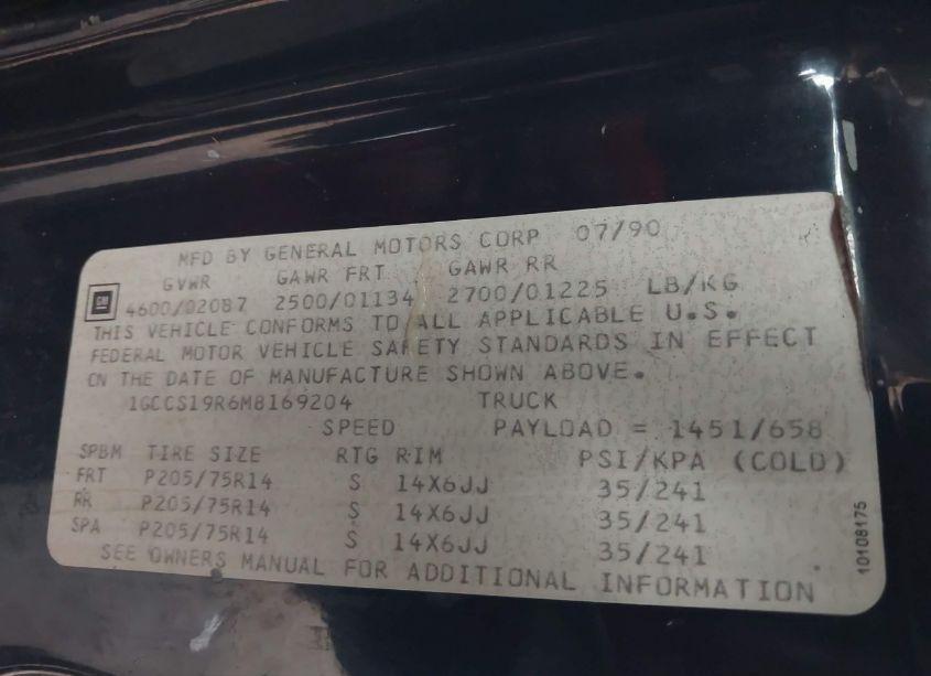 Photo 9 of 1991 Chevrolet S TRUCK S10 (VIN 1GCCS19R6M8169204)