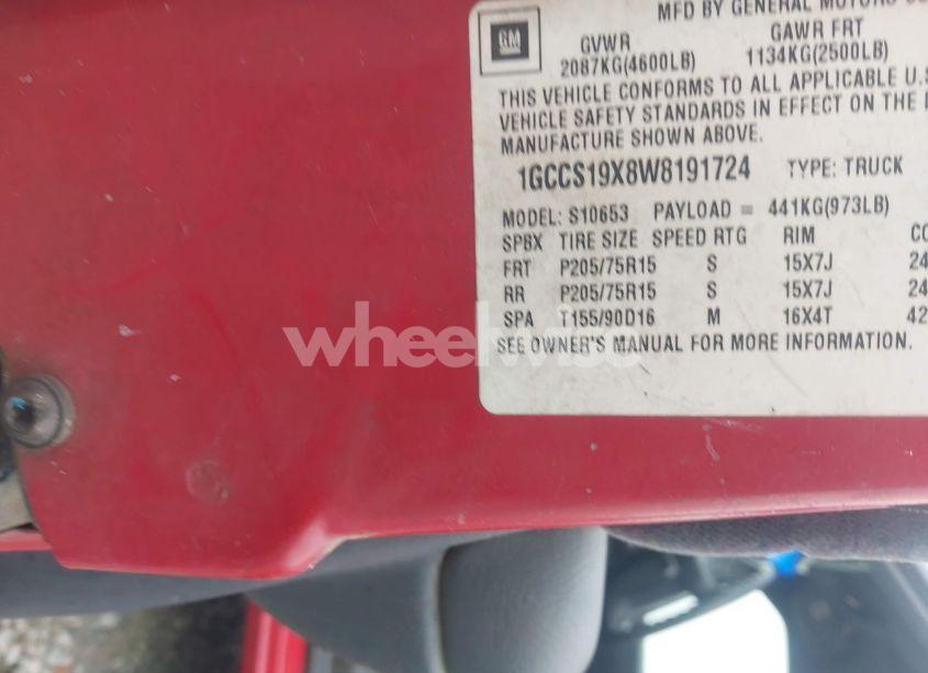 Photo 9 of 1998 Chevrolet S-10 LS FLEETSIDE (VIN 1GCCS19X8W8191724)