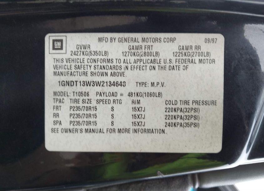 Photo 9 of 2003 Chevrolet S-10 LS (VIN 1GCCS19XX38122979)