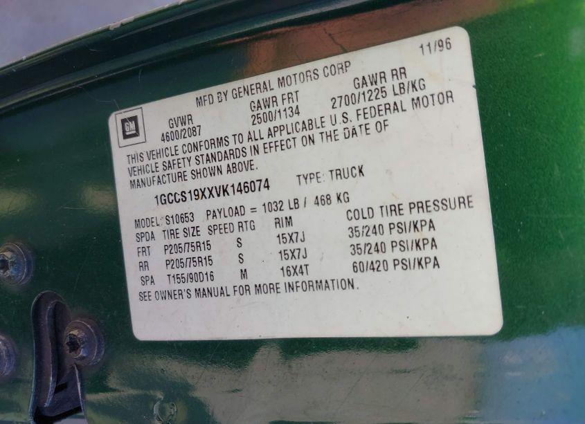 Photo 9 of 1997 Chevrolet S-10 LS FLEETSIDE (VIN 1GCCS19XXVK146074)