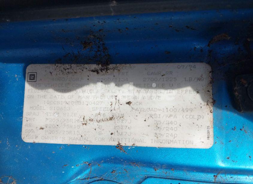 Photo 9 of 1995 Chevrolet S TRUCK S10 (VIN 1GCCS19Z0S8130427)