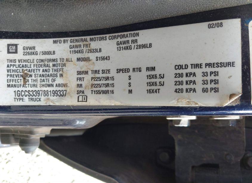 Photo 9 of 2008 Chevrolet Colorado LT (VIN 1GCCS339788199337)