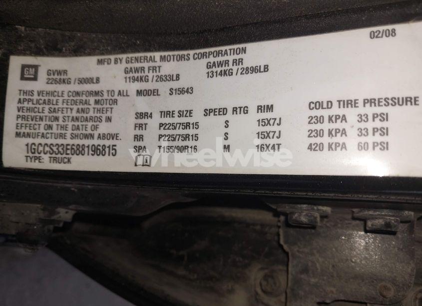 Photo 9 of 2008 Chevrolet Colorado LT (VIN 1GCCS33E688196815)