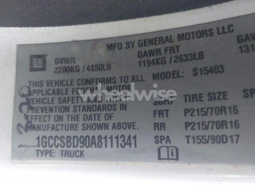 Photo 9 of 2010 Chevrolet Colorado WORK TRUCK (VIN 1GCCSBD90A8111341)