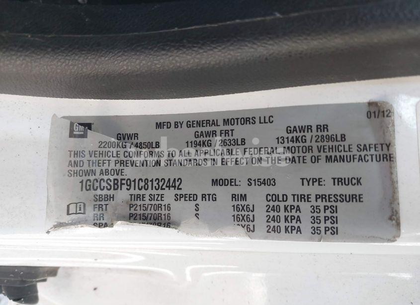 Photo 9 of 2012 Chevrolet Colorado WORK TRUCK (VIN 1GCCSBF91C8132442)