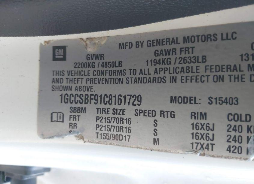 Photo 9 of 2012 Chevrolet Colorado WORK TRUCK (VIN 1GCCSBF91C8161729)