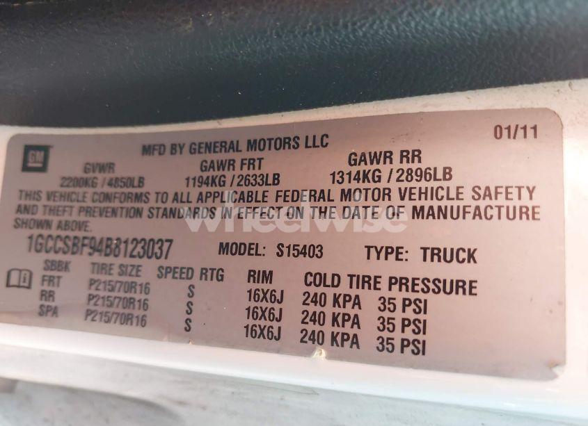 Photo 9 of 2011 Chevrolet Colorado WORK TRUCK (VIN 1GCCSBF94B8123037)