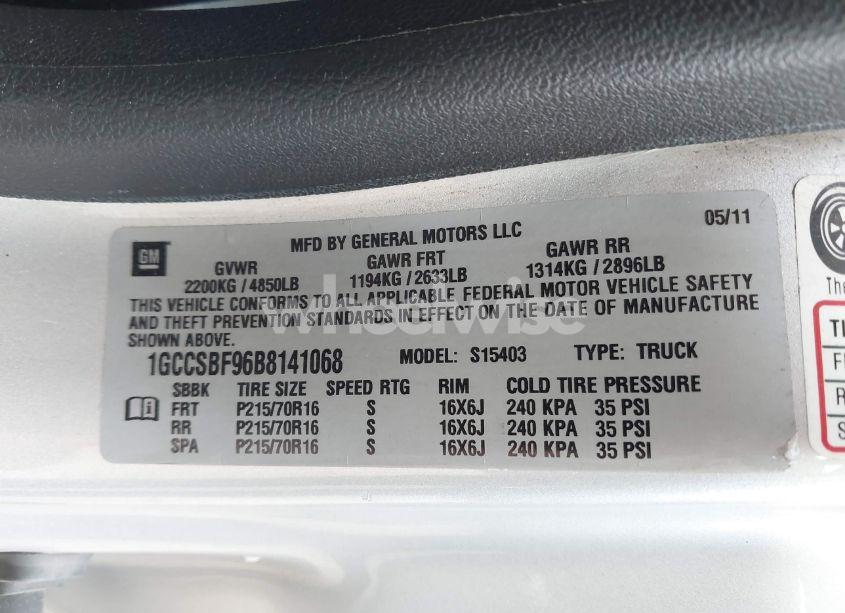 Photo 9 of 2011 Chevrolet Colorado WORK TRUCK (VIN 1GCCSBF96B8141068)