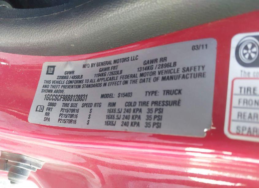 Photo 9 of 2011 Chevrolet Colorado LT (VIN 1GCCSCF98B8128831)