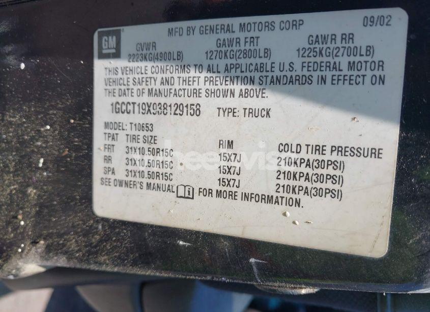 Photo 9 of 2003 Chevrolet S-10 LS (VIN 1GCCT19X938129158)