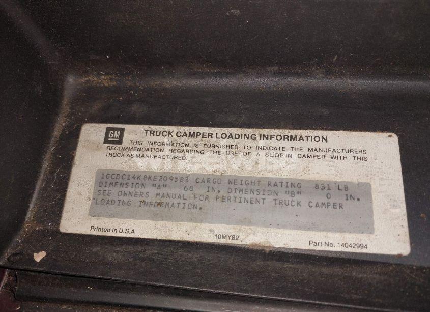 Photo 9 of 1989 Chevrolet Gmt-400 C1500 (VIN 1GCDC14K8KE209583)