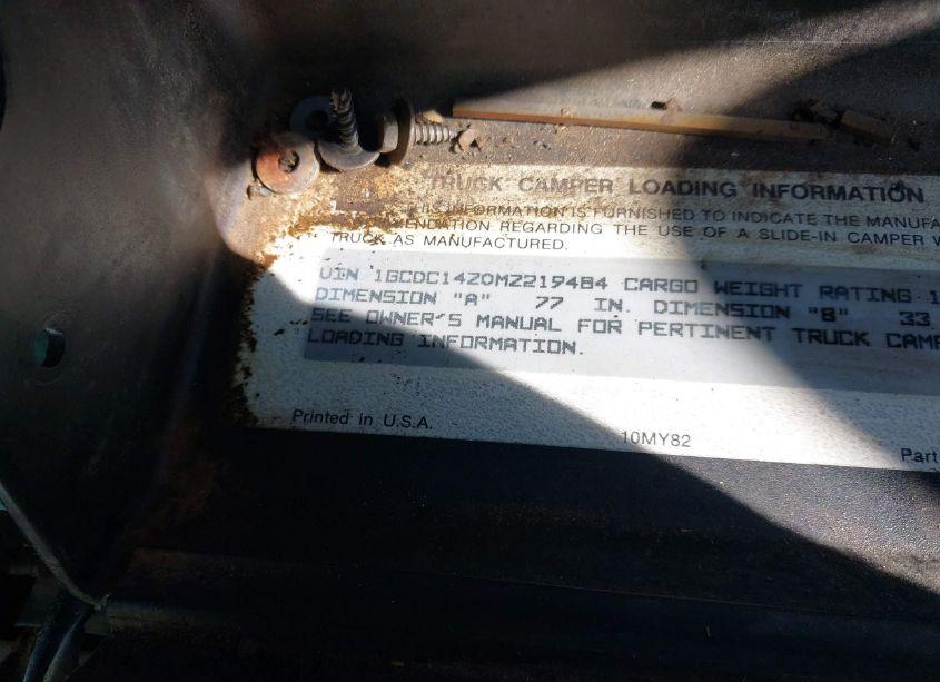 Photo 9 of 1991 Chevrolet Gmt-400 C1500 (VIN 1GCDC14Z0MZ219484)