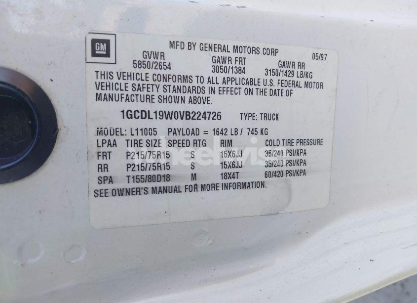 Photo 9 of 1997 Chevrolet Astro (VIN 1GCDL19W0VB224726)