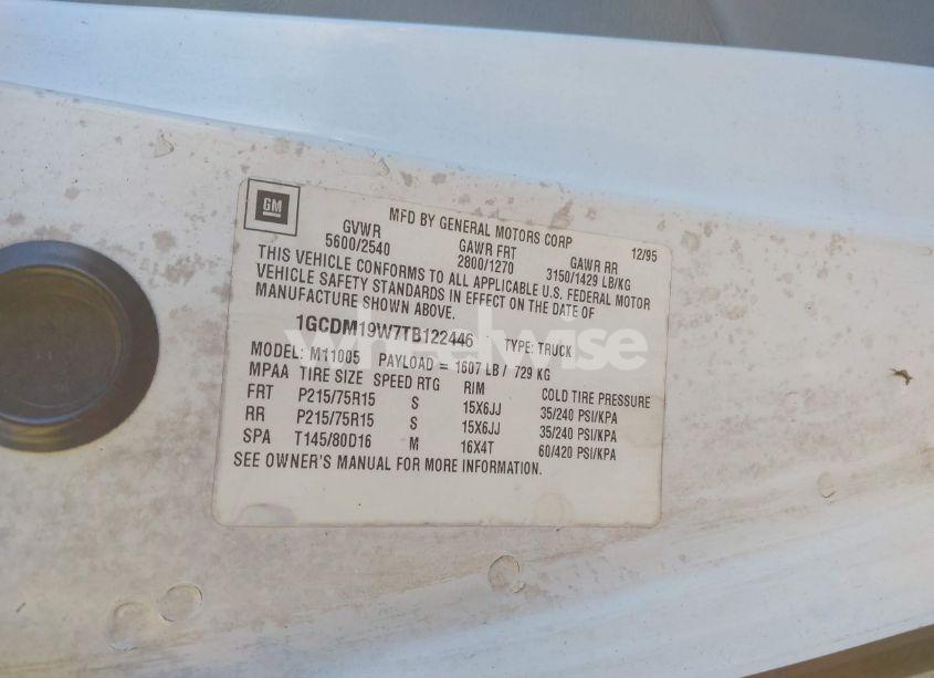 Photo 9 of 1996 Chevrolet Astro (VIN 1GCDM19W7TB122446)