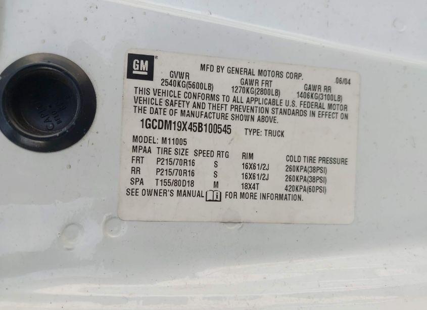 Photo 9 of 2005 Chevrolet Astro (VIN 1GCDM19X45B100545)