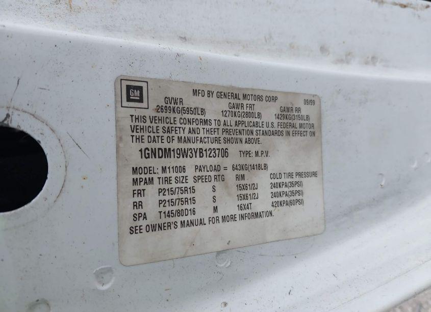Photo 9 of 2004 Chevrolet Astro (VIN 1GCDM19X54B128451)