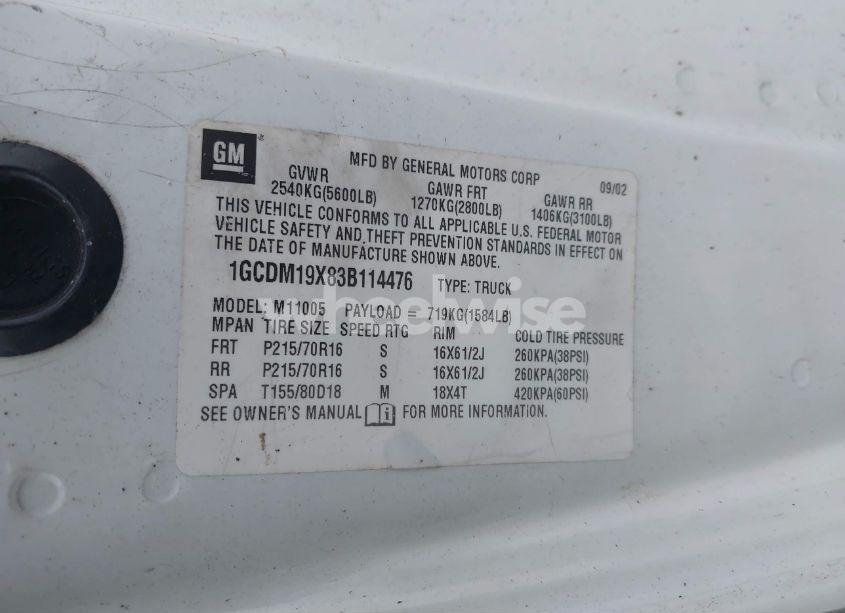 Photo 9 of 2003 Chevrolet Astro (VIN 1GCDM19X83B114476)